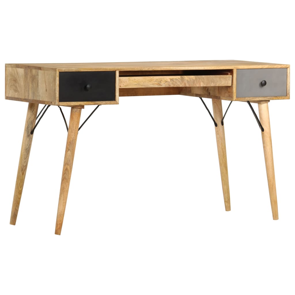 vidaXL Desk with Drawers 130x50x80 cm Solid Mango Wood