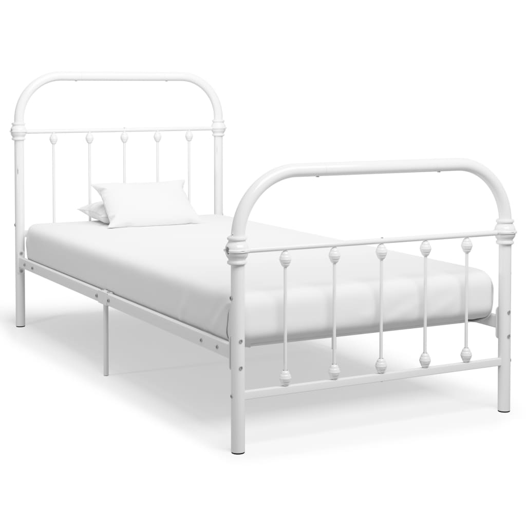 284492 vidaXL Bed Frame without Mattress White Metal 90x200 cm