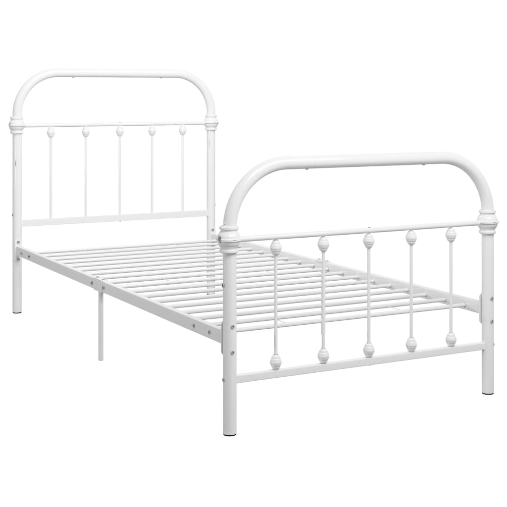 284492 vidaXL Bed Frame without Mattress White Metal 90x200 cm