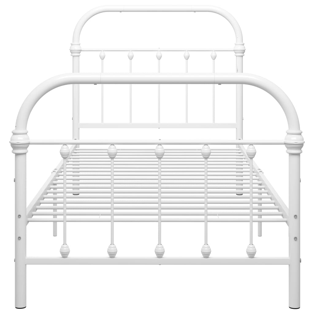 284492 vidaXL Bed Frame without Mattress White Metal 90x200 cm