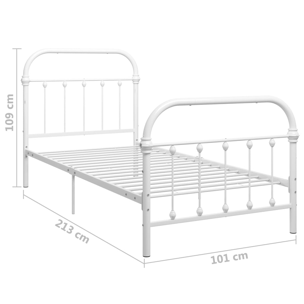 284492 vidaXL Bed Frame without Mattress White Metal 90x200 cm