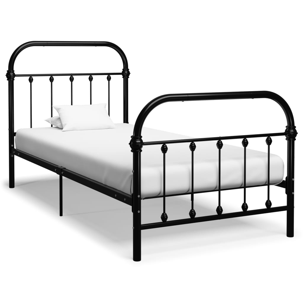 284498 vidaXL Bed Frame without Mattress Black Metal 90x200 cm