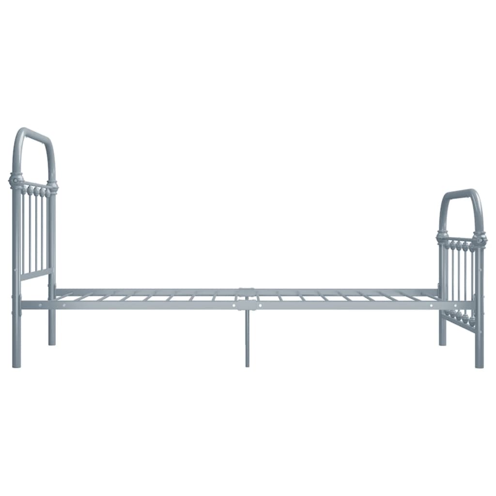 Bed Frame | Grey | Metal | Fits 90x200 cm Mattress | Durable