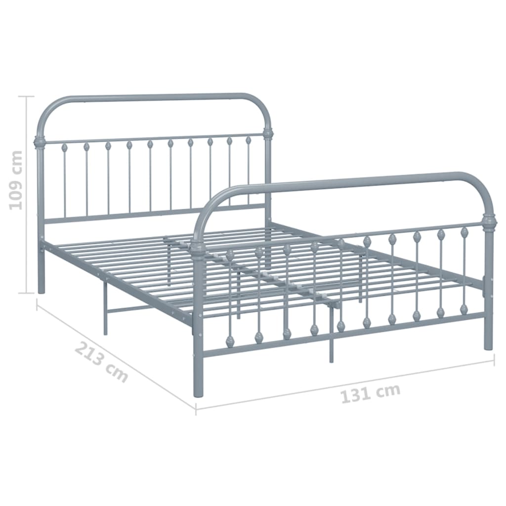 284506 vidaXL Bed Frame without Mattress Grey Metal 120x200 cm