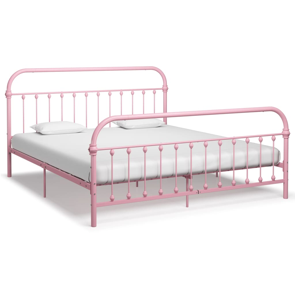 284515 vidaXL Bed Frame without Mattress Pink Metal 180x200 cm Super King