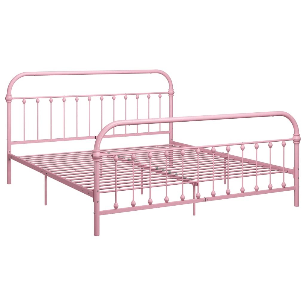 284515 vidaXL Bed Frame without Mattress Pink Metal 180x200 cm Super King