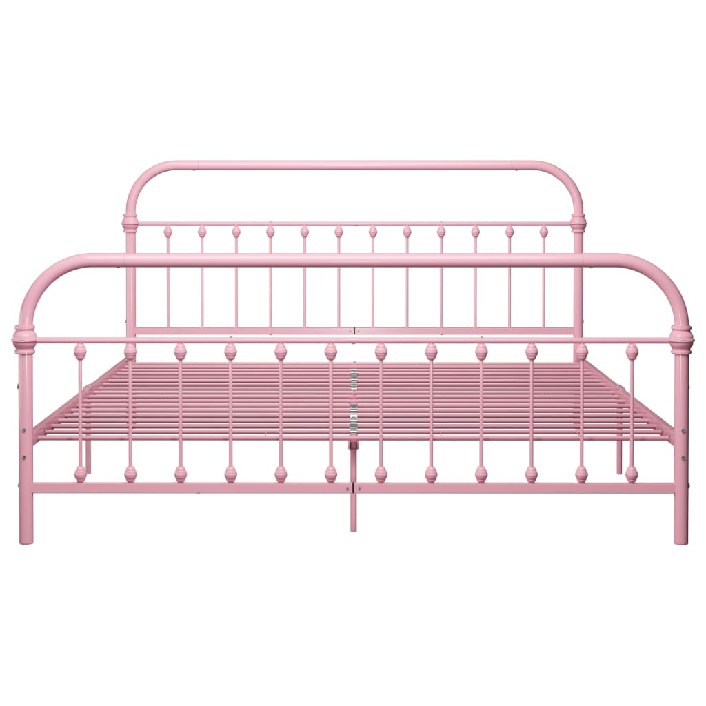 284515 vidaXL Bed Frame without Mattress Pink Metal 180x200 cm Super King