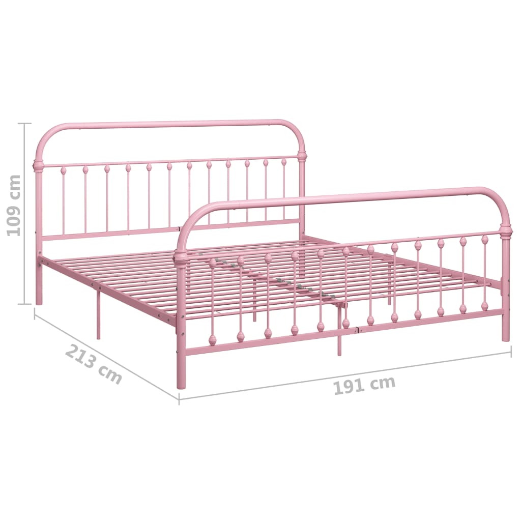 284515 vidaXL Bed Frame without Mattress Pink Metal 180x200 cm Super King