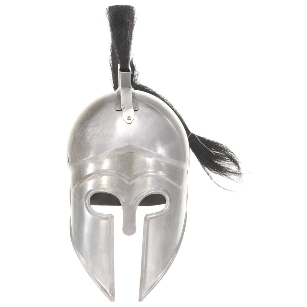 286229 vidaXL Greek Warrior Helmet Antique Replica LARP Silver Steel