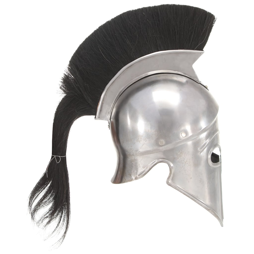 286229 vidaXL Greek Warrior Helmet Antique Replica LARP Silver Steel