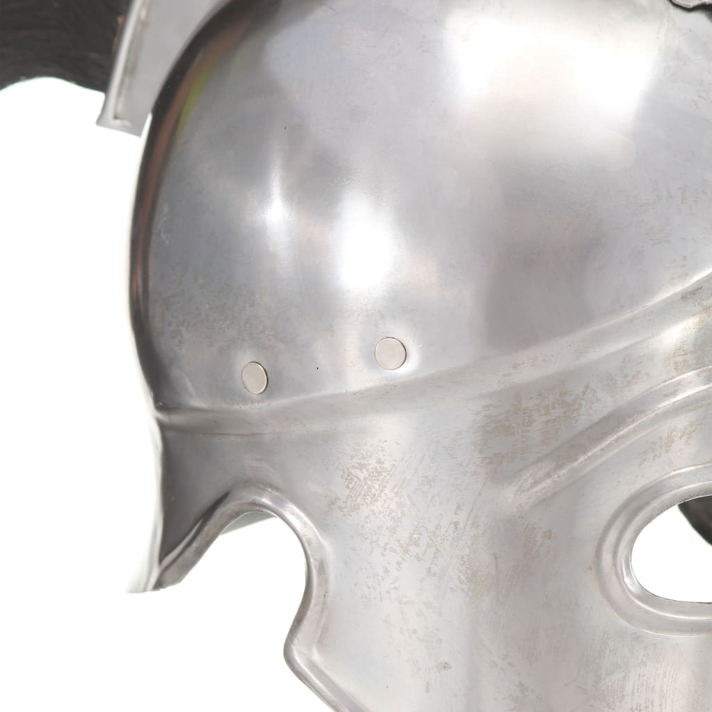 286229 vidaXL Greek Warrior Helmet Antique Replica LARP Silver Steel