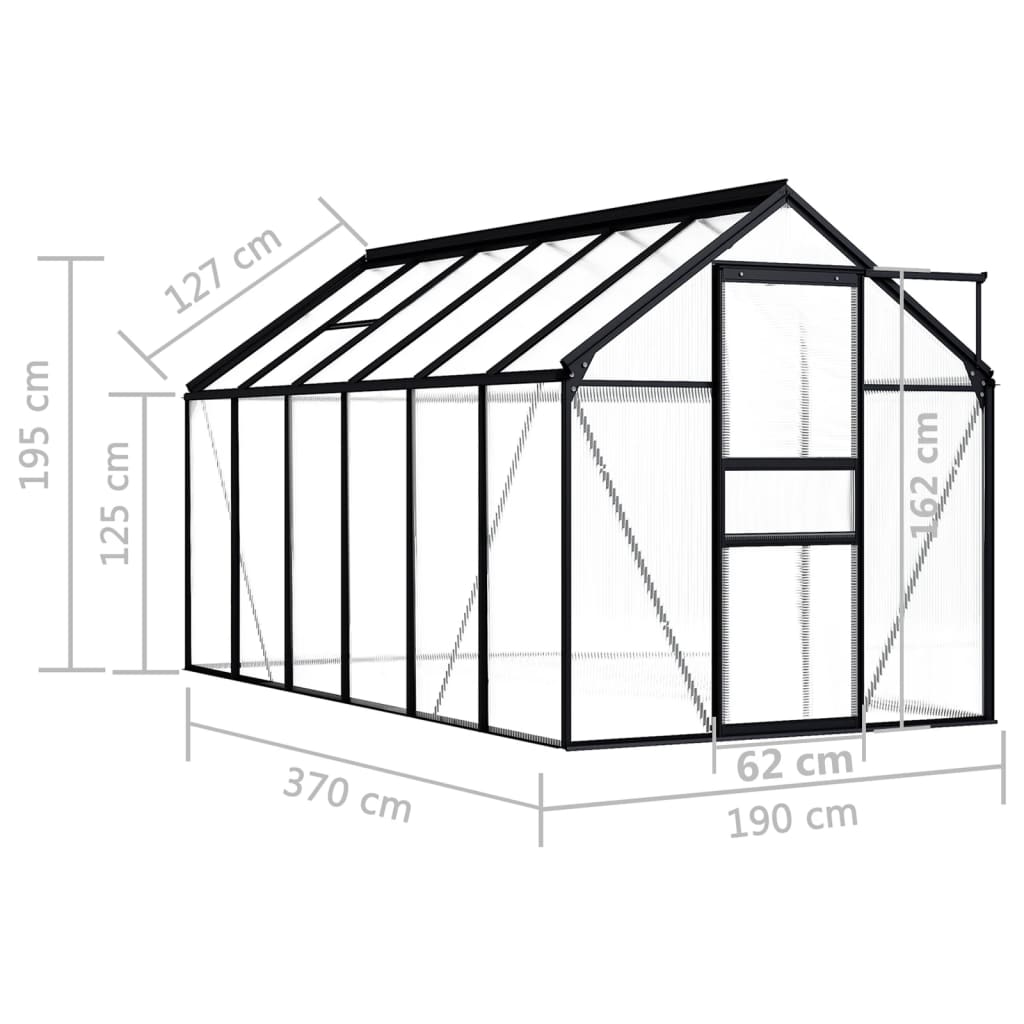 vidaXL Greenhouse Anthracite Aluminium 7.03 m²