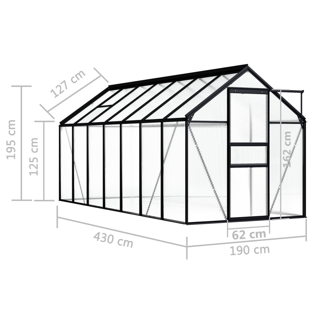 vidaXL Greenhouse Anthracite Aluminium 8.17 m²