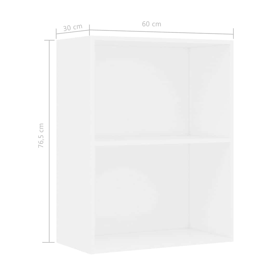 Bookcase White 60x30x76,5 cm Engineered Wood