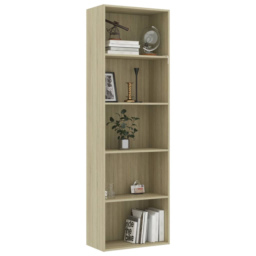 vidaXL 5-Tier Book Cabinet Sonoma Oak 60x30x189 cm Engineered Wood