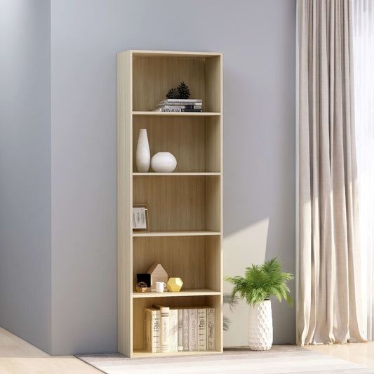 vidaXL 5-Tier Book Cabinet Sonoma Oak 60x30x189 cm Engineered Wood