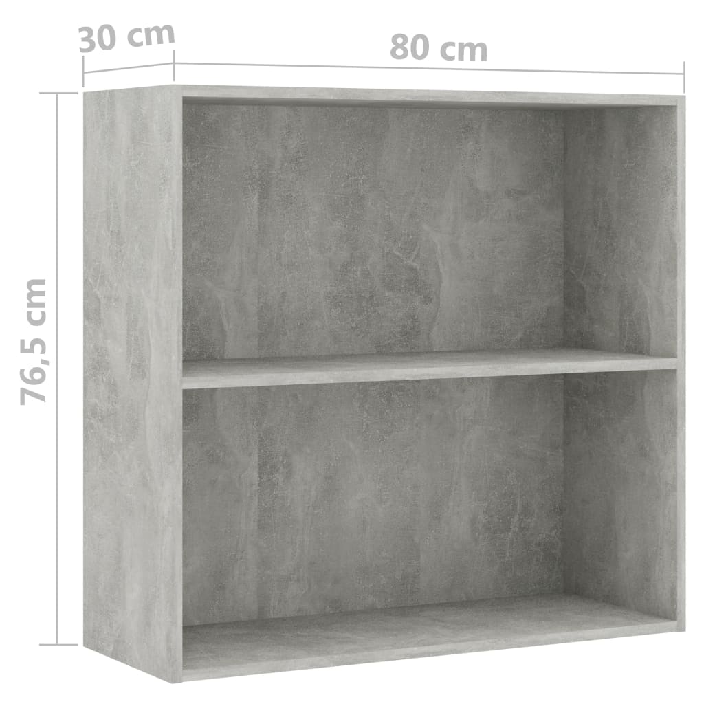 Bookcase Concrete Grey 80x30x76,5 cm Engineered Wood