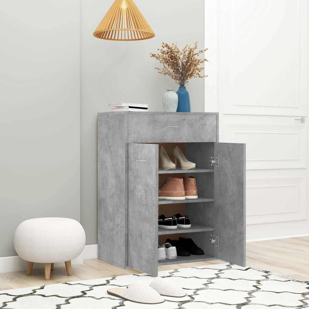 801075 vidaXL Shoe Cabinet Concrete Grey 60x35x84 cm Engineered Wood