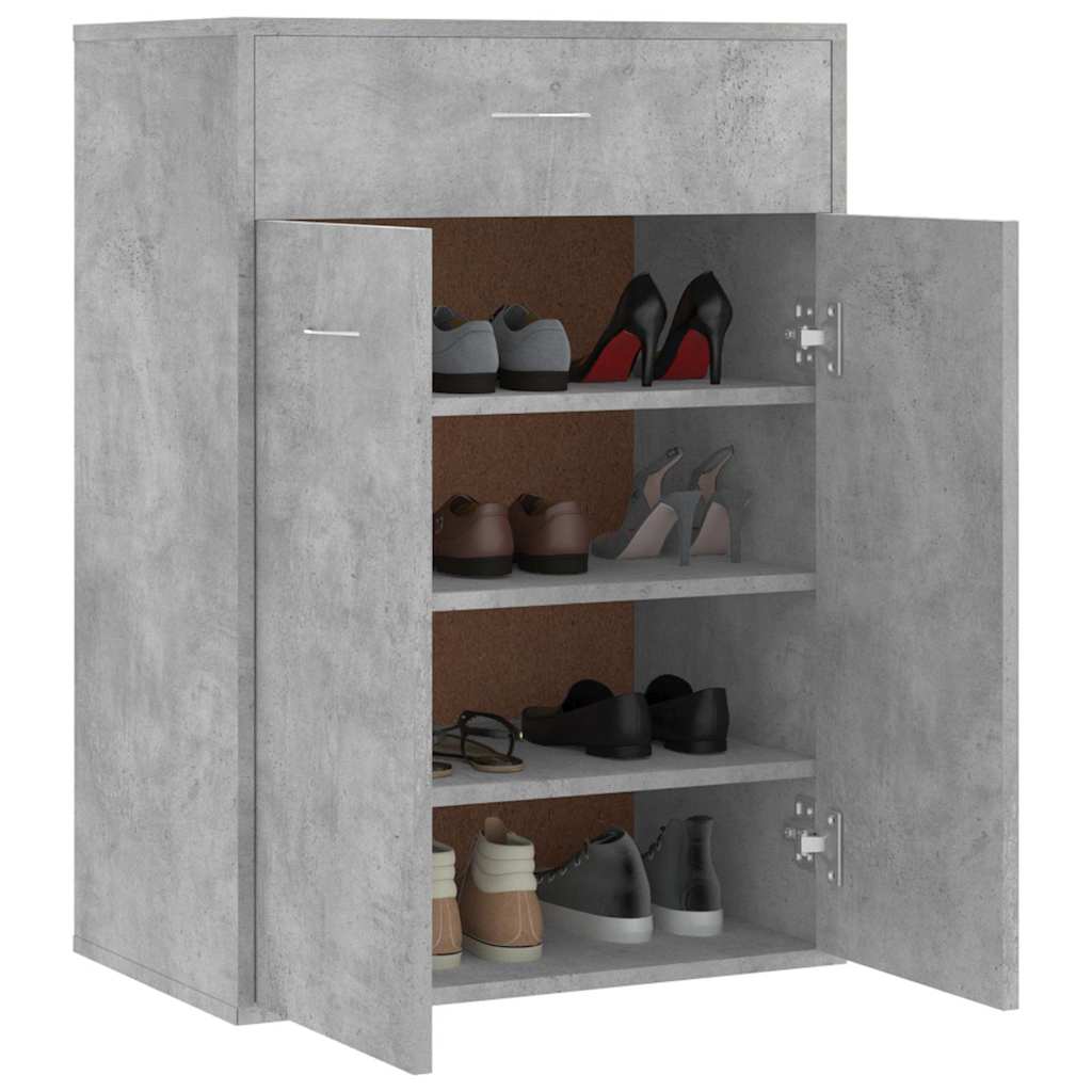 801075 vidaXL Shoe Cabinet Concrete Grey 60x35x84 cm Engineered Wood