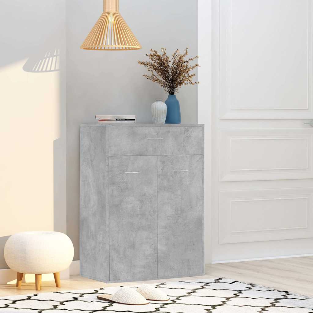 801075 vidaXL Shoe Cabinet Concrete Grey 60x35x84 cm Engineered Wood
