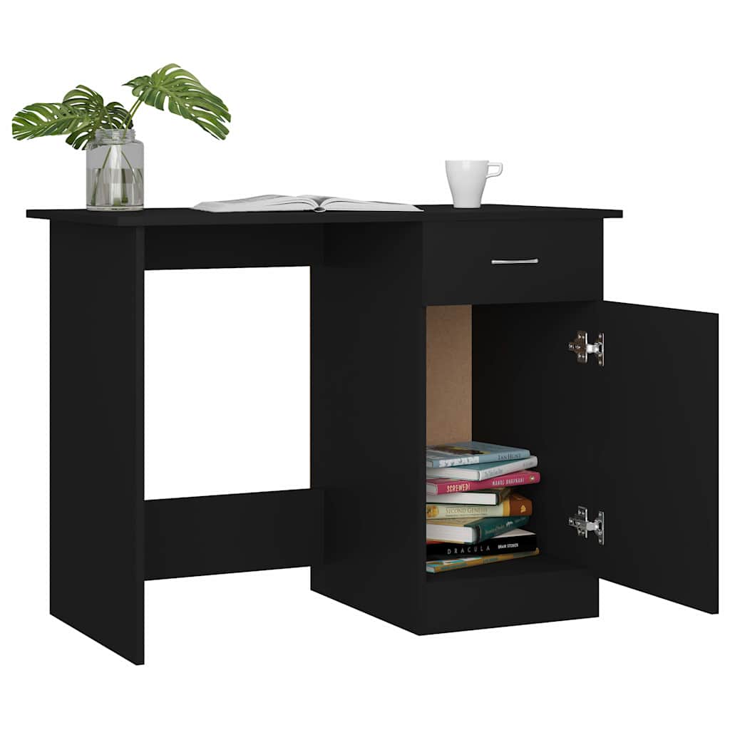 801081 vidaXL Desk Black 100x50x76 cm Engineered Wood