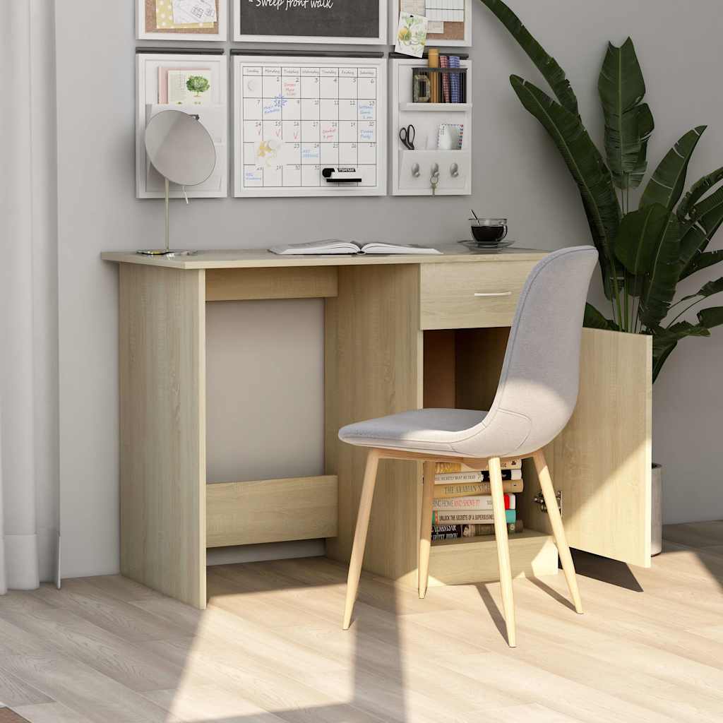 801083 vidaXL Desk Sonoma Oak 100x50x76 cm Engineered Wood