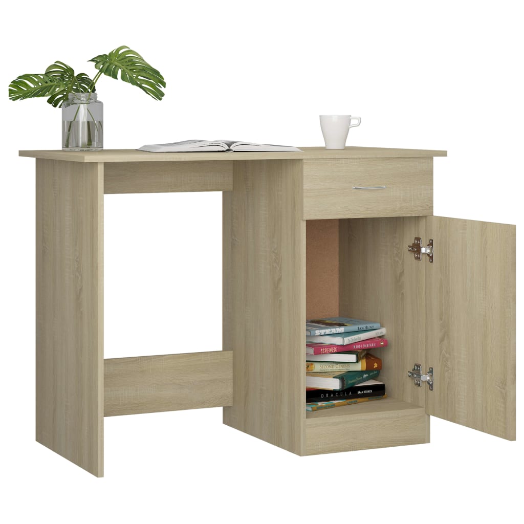 vidaXL Desk Sonoma Oak 100x50x76 cm Engineered Wood