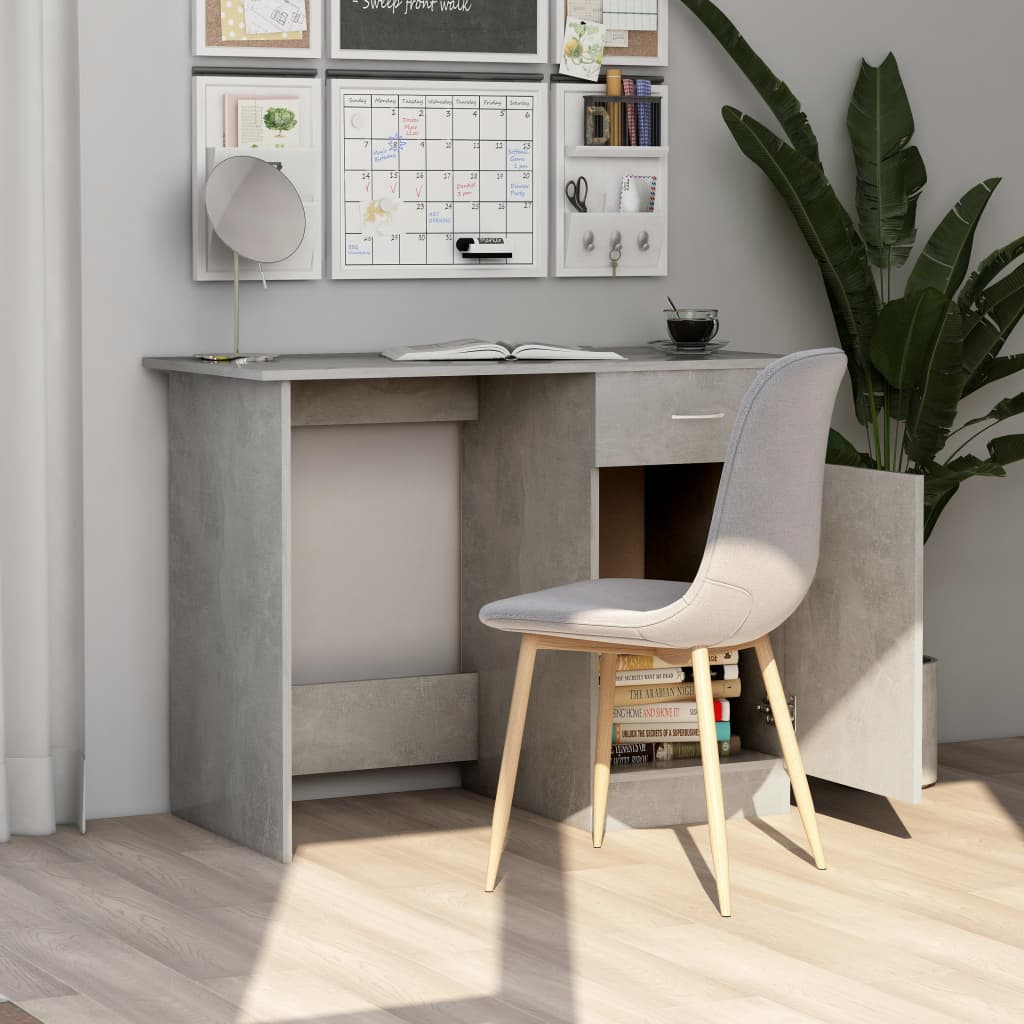 vidaXL Desk Concrete Grey 100x50x76 cm Engineered Wood