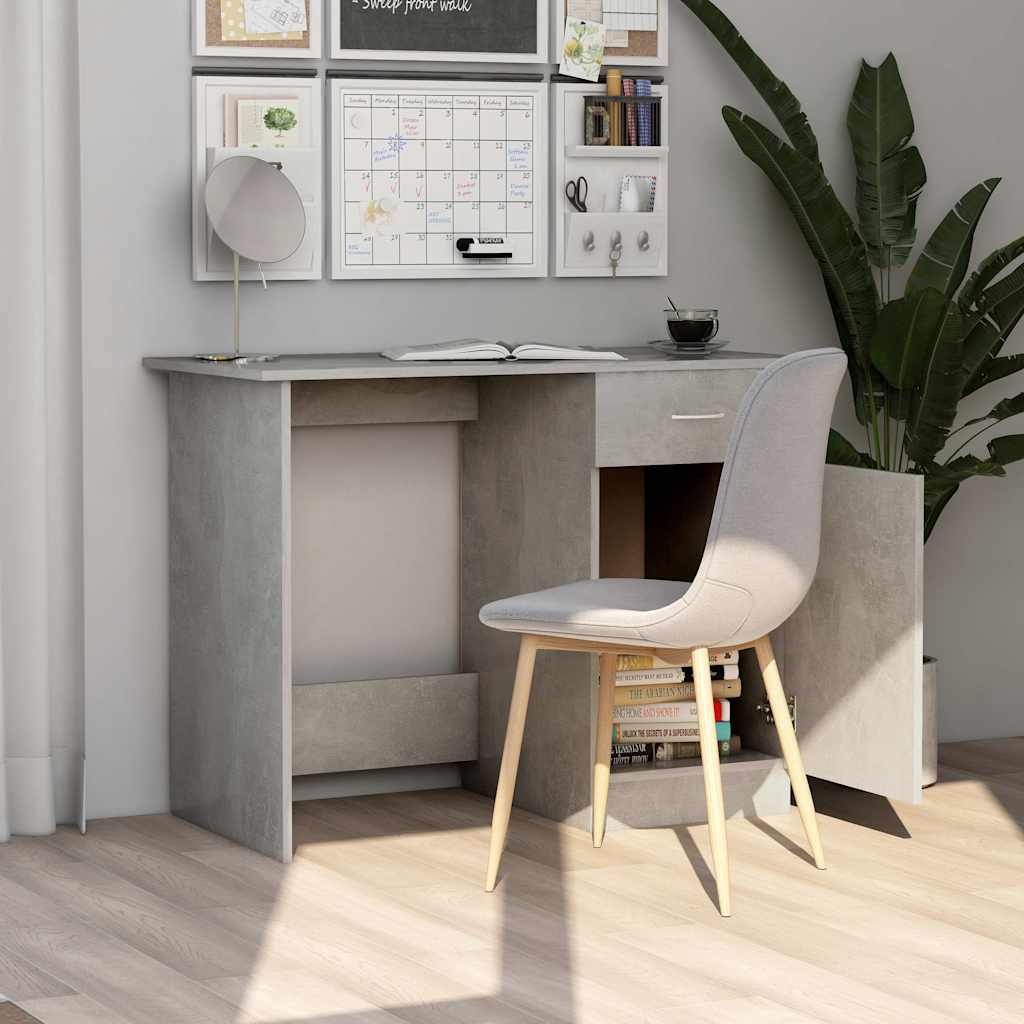 801084 vidaXL Desk Concrete Grey 100x50x76 cm Engineered Wood