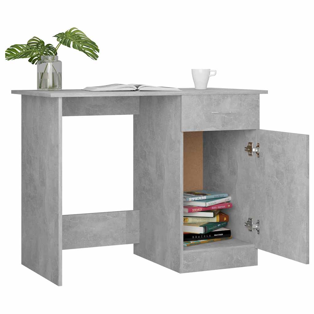 801084 vidaXL Desk Concrete Grey 100x50x76 cm Engineered Wood