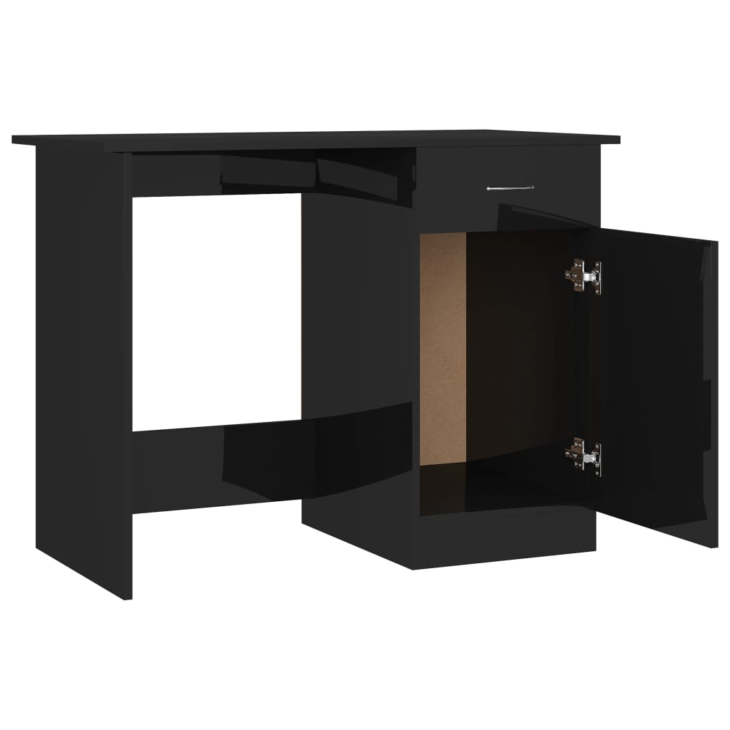 Desk High Gloss Black 100x50x76 cm Engineered Wood