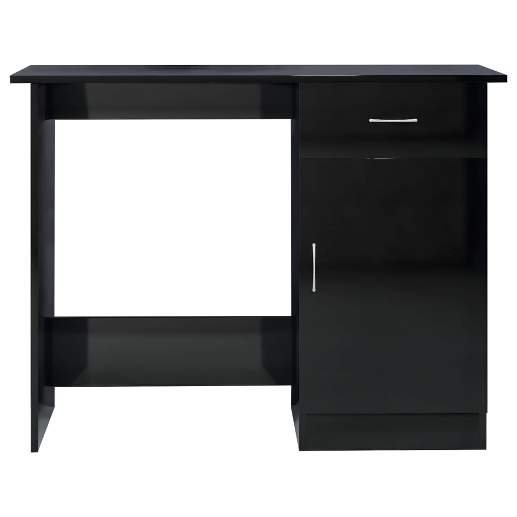 Desk High Gloss Black 100x50x76 cm Engineered Wood