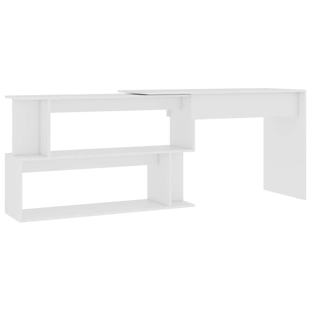 801098 vidaXL Corner Desk White 200x50x76 cm Engineered Wood