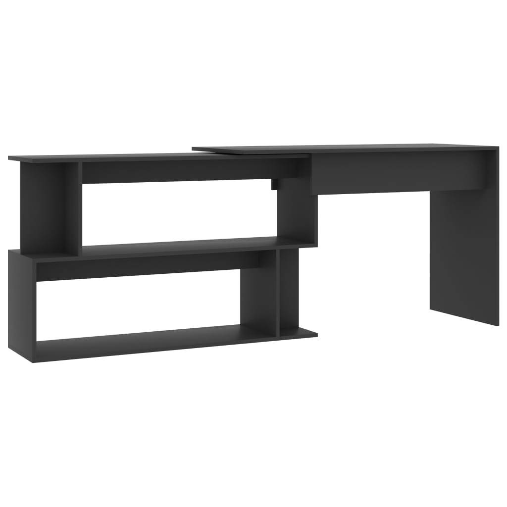 801100 vidaXL Corner Desk Grey 200x50x76 cm Engineered Wood