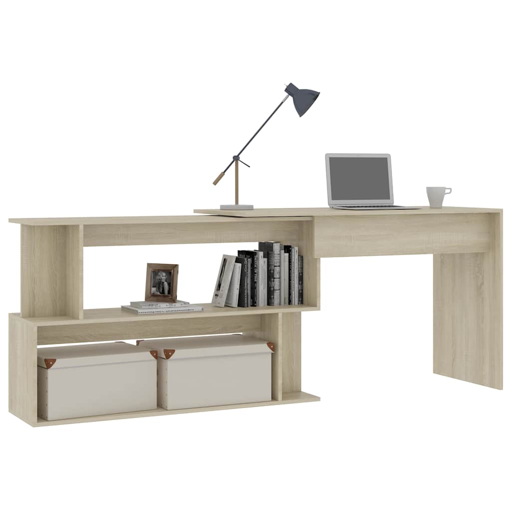801101 vidaXL Corner Desk Sonoma Oak 200x50x76 cm Engineered Wood