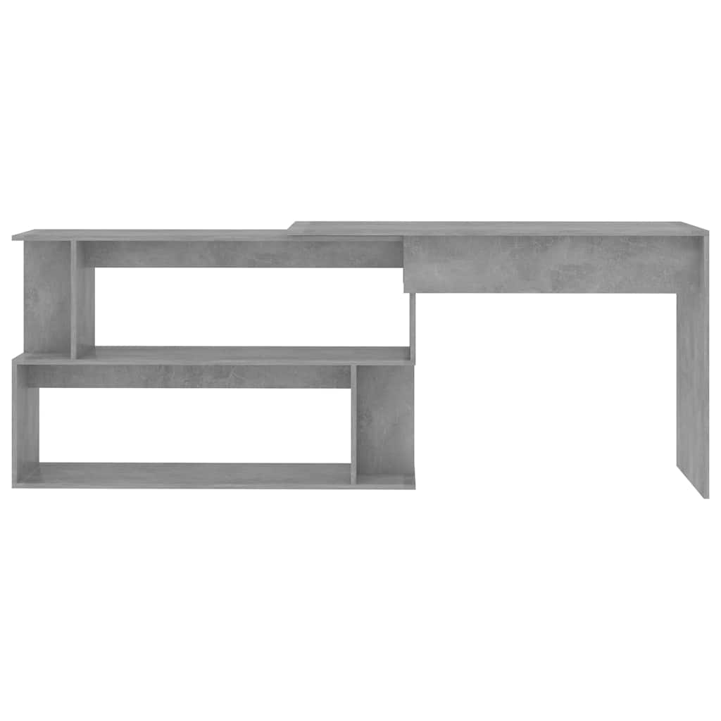 801102 vidaXL Corner Desk Concrete Grey 200x50x76 cm Engineered Wood