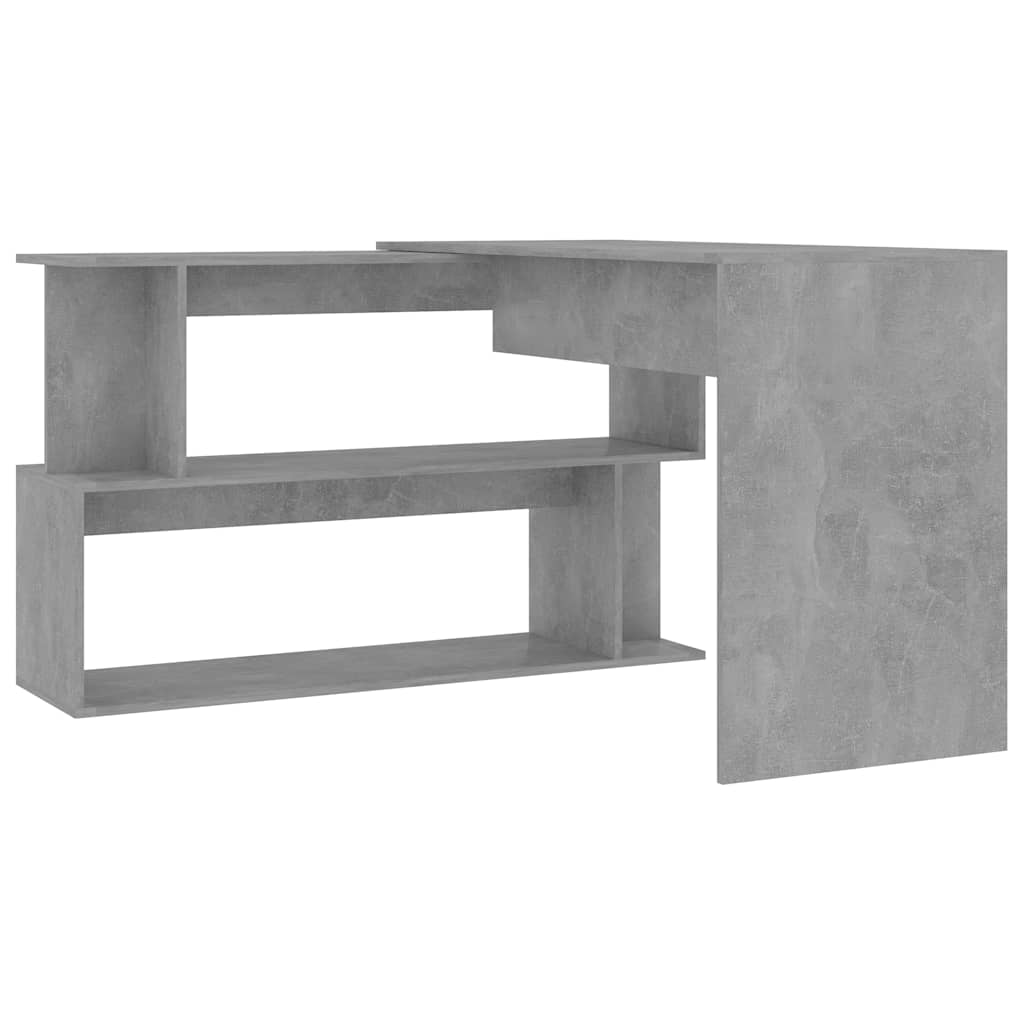 801102 vidaXL Corner Desk Concrete Grey 200x50x76 cm Engineered Wood