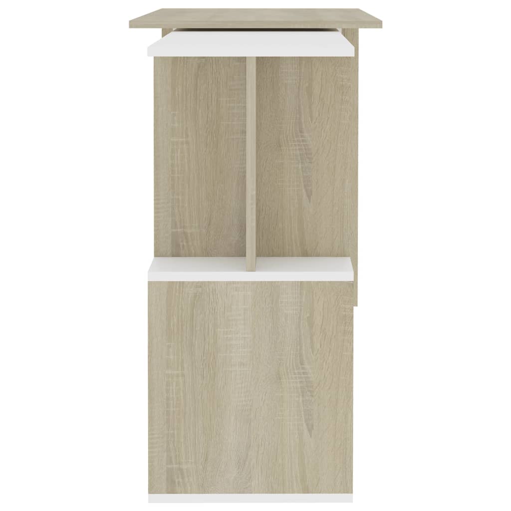 Corner Desk White and Sonoma Oak 200x50x76 cm Engineered Wood
