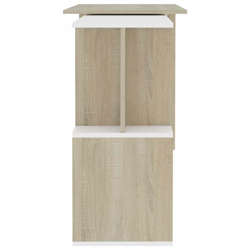 801103 vidaXL Corner Desk White and Sonoma Oak 200x50x76 cm Engineered Wood