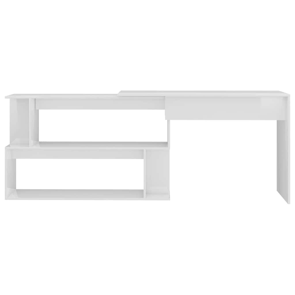 801104 vidaXL Corner Desk High Gloss White 200x50x76 cm Engineered Wood