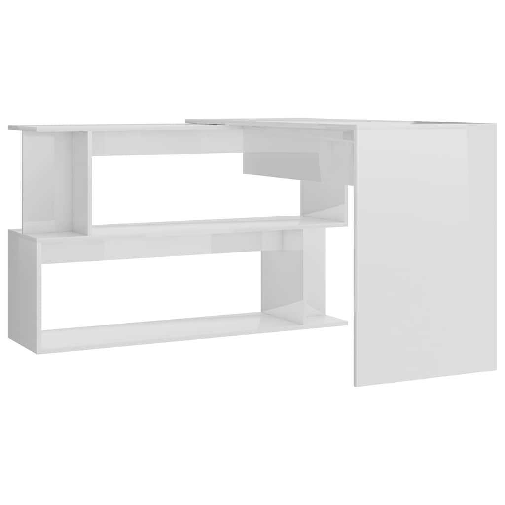 801104 vidaXL Corner Desk High Gloss White 200x50x76 cm Engineered Wood