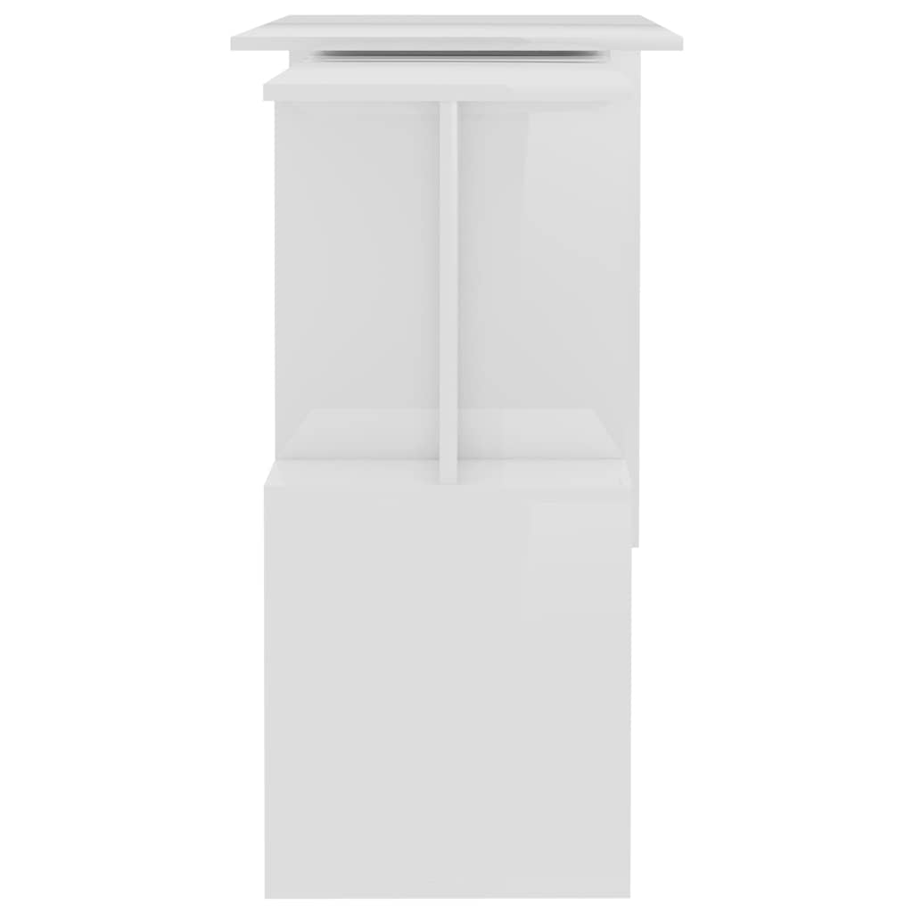 801104 vidaXL Corner Desk High Gloss White 200x50x76 cm Engineered Wood