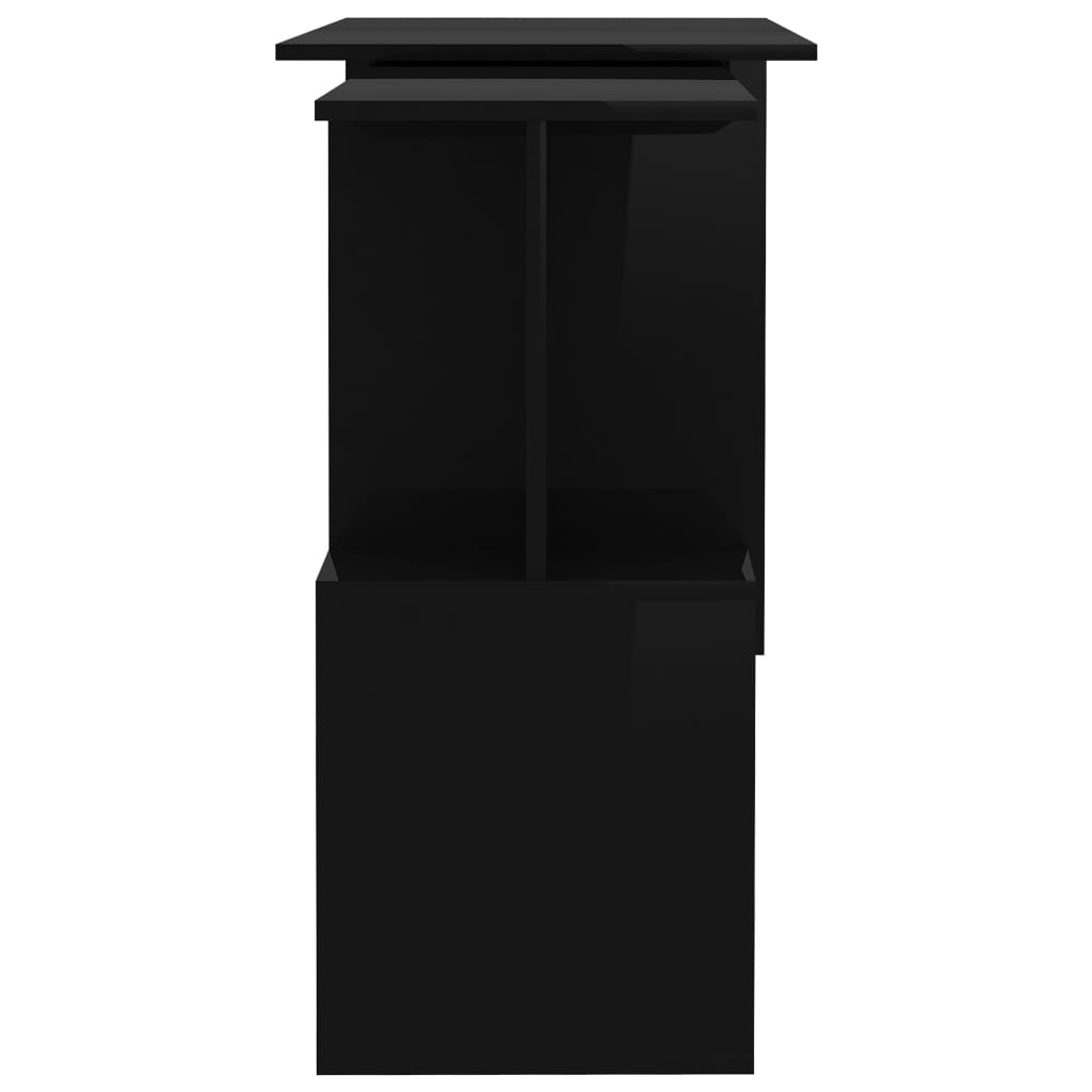 vidaXL Corner Desk High Gloss Black 200x50x76 cm Engineered Wood