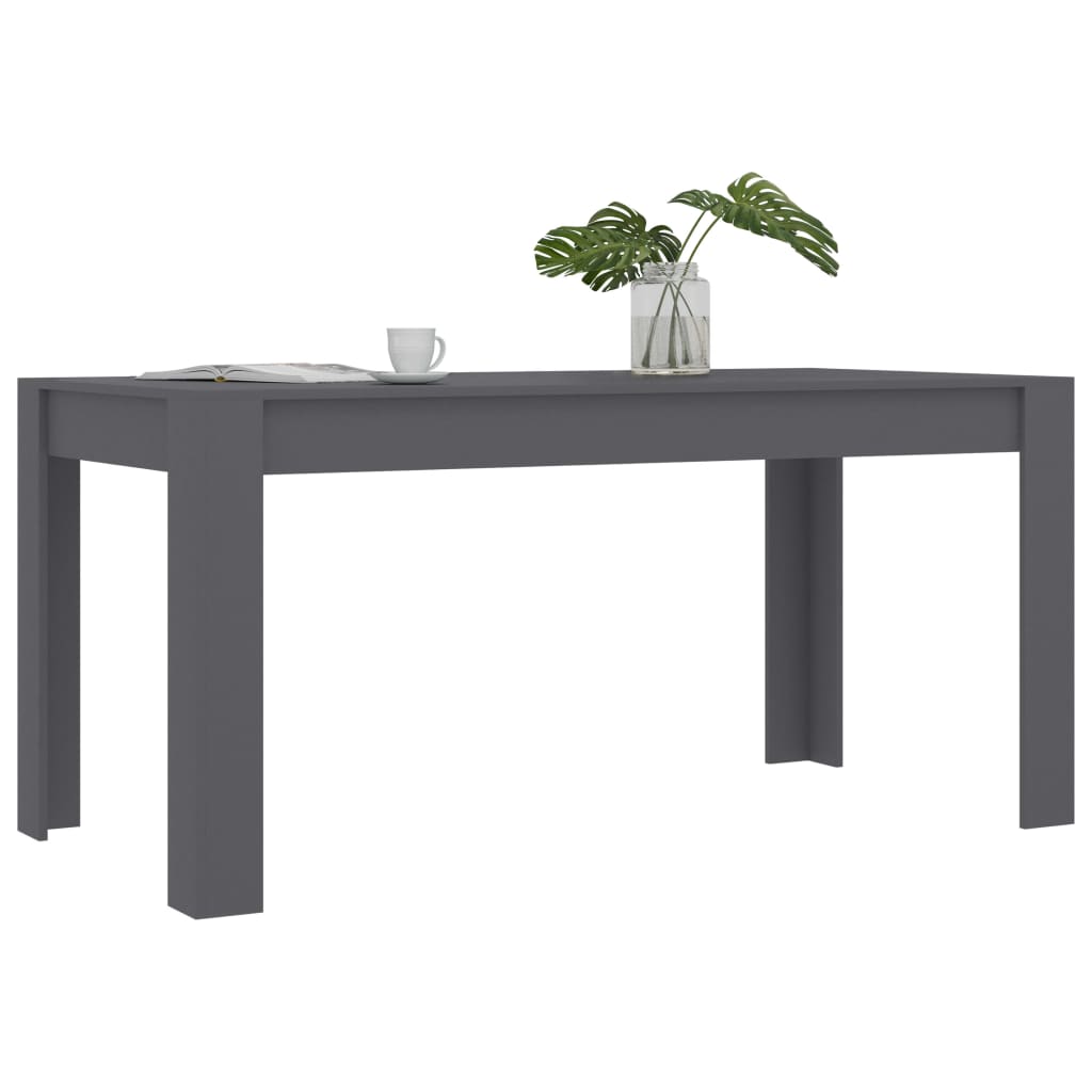 vidaXL Dining Table Grey 160x80x76 cm Engineered Wood