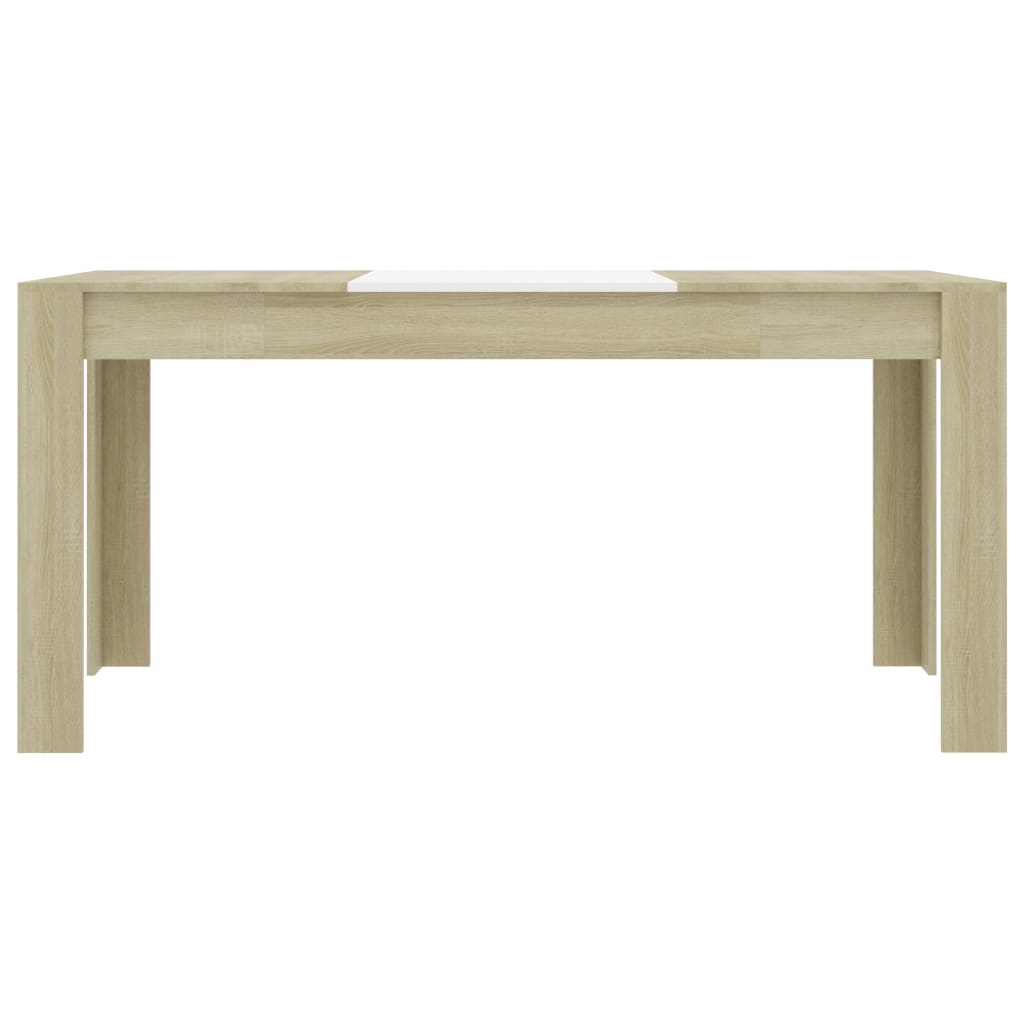 vidaXL Dining Table White and Sonoma Oak 160x80x76 cm Engineered Wood