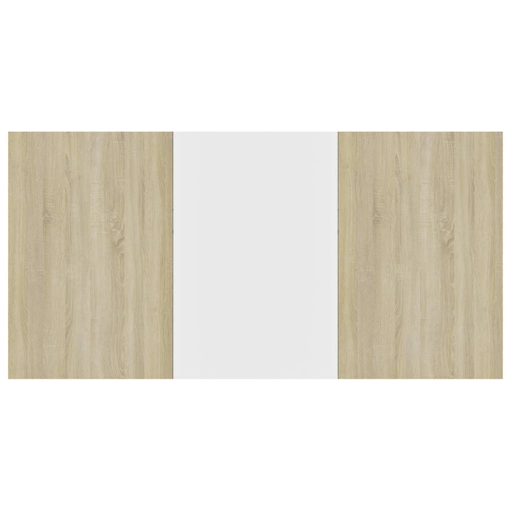 vidaXL Dining Table White and Sonoma Oak 160x80x76 cm Engineered Wood