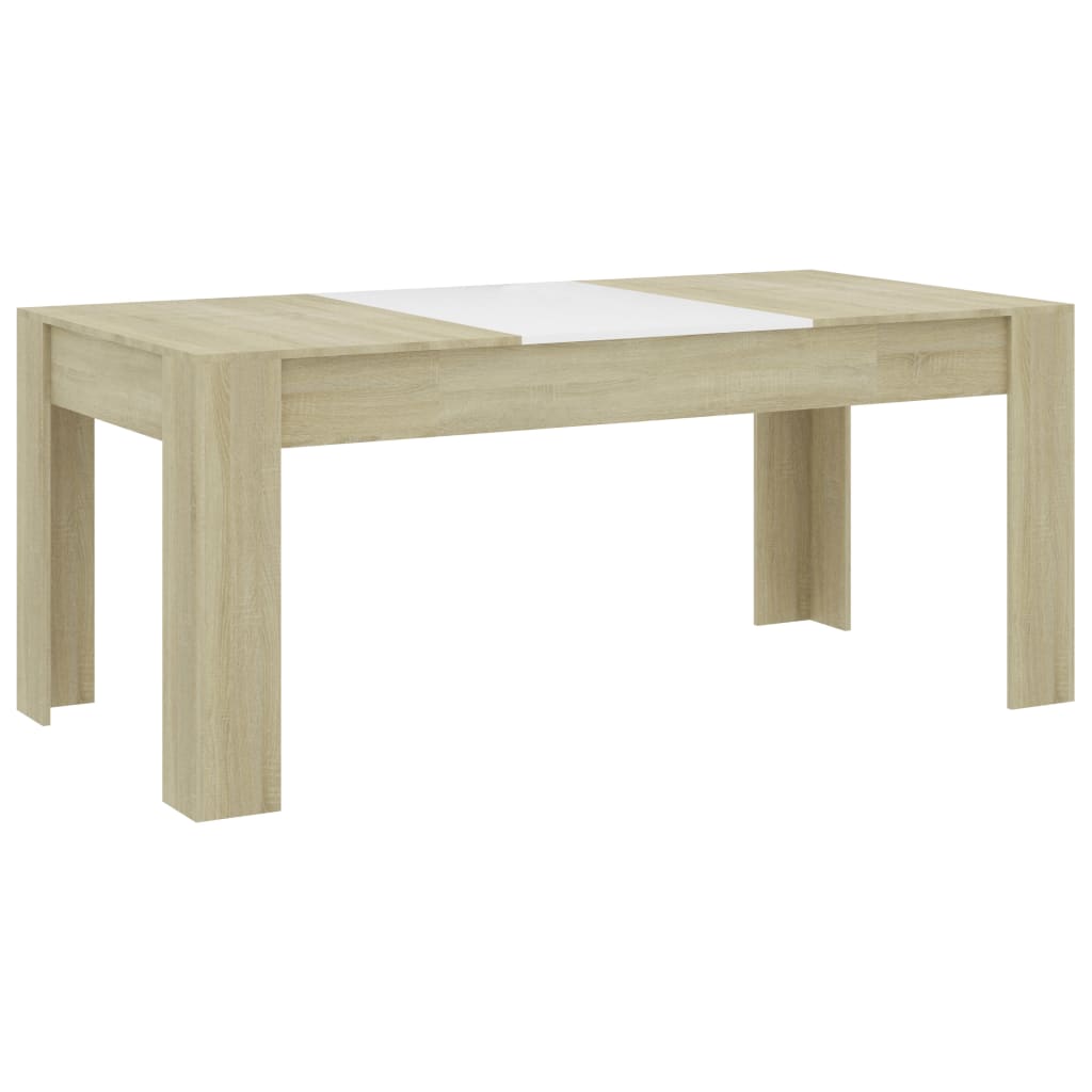 vidaXL Dining Table White and Sonoma Oak 180x90x76 cm Engineered Wood