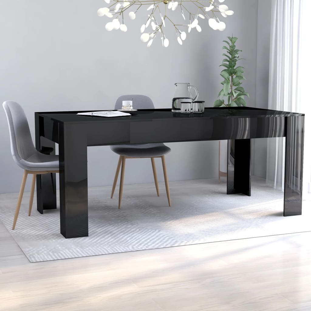 vidaXL Dining Table High Gloss Black 180x90x76 cm Engineered Wood