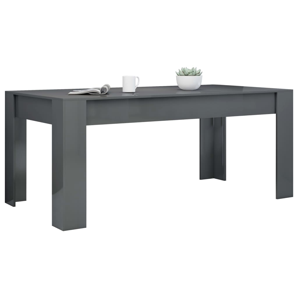 vidaXL Dining Table High Gloss Grey 180x90x76 cm Engineered Wood