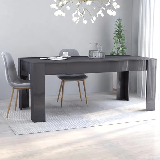 vidaXL Dining Table High Gloss Grey 180x90x76 cm Engineered Wood